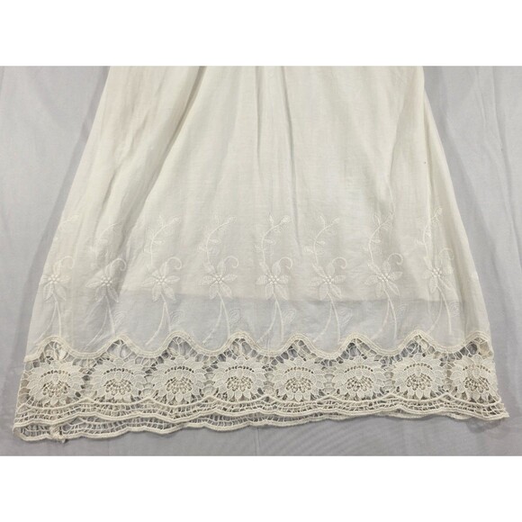 LEL Womens Embroidered Cotton Dress Lace Ivory Cottage Bride Romantic Tall Sz 12 - Picture 6 of 13